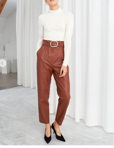 rust leather pants