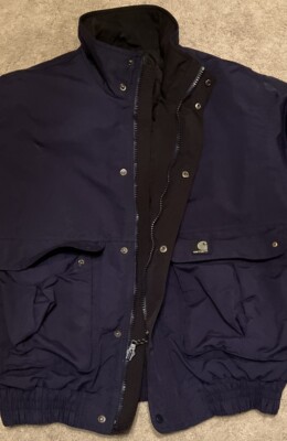 Men's Carhartt Navy Jacket Quilt Lined Full Zip RN 14806 Size