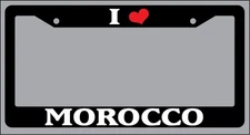 Black License Plate Frame "I Heart Morocco" Auto Accessory Novelty 2385