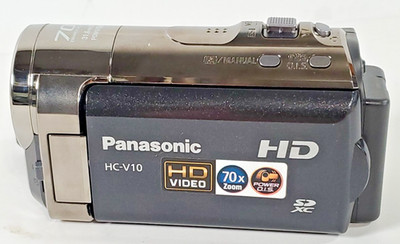 Panasonic HC-V10 63x (70x) Zoom Micro SD Card HD Video Camera Battery No Cords