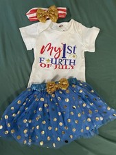 My First 4th of July Baby Girl Set Outfit Newborn 0-3 3-6 Months Fourth Tu Tu