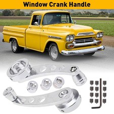2x Manual Aluminum Car Billet Window Handle Crank Winder Truck Pickup Silver New