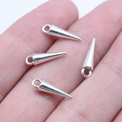 25 or 60PCS Small Silver Tone 3D Spike, Point Dagger Charm Pendant GGS33