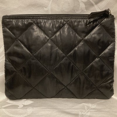 SAKS 5th AVENUE Quilted Makeup Cosmetic Bag Cute Puffer Toiletry Zip Black