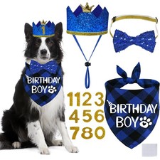 Dog Birthday Party Supplies, Multi Size Dog Birthday Hat with Numbers Bandana...