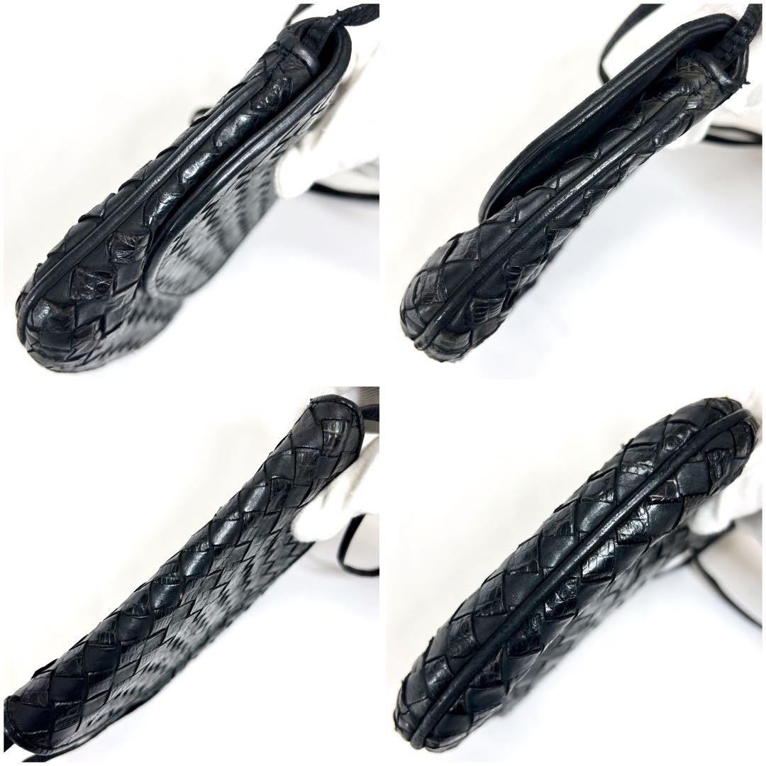 Bottega Veneta Intrecciato Mini Shoulder Bag Black Half Moon Leather Authentic thumbnail 7