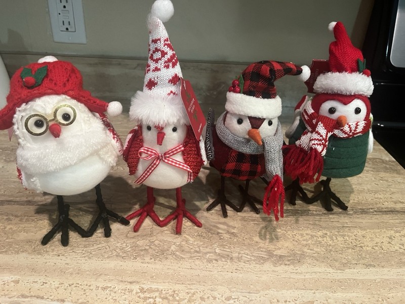 Fabric Bird Tabletop Christmas  Lot Holiday NWT