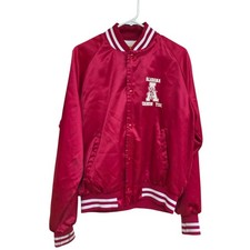 Vintage Alabama Crimson Tide Satin Snap Front Jacket Mens M Red USA Made Bomber