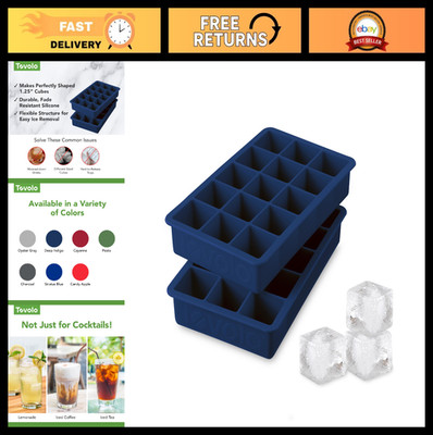 Silicone Ice Cube Tray Set of 2 - BPA Free, Easy Release, Perfect for Cocktails