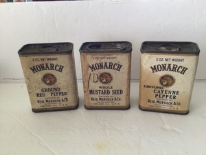 Vintage Lot of 3 MONARCH Lion Spice Tins Reid Murdoch & Co Chicago ILL