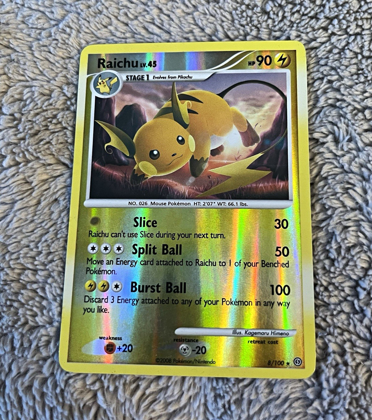 The Pokémon Company Raichu 8/100 Stormfront Reverse Holo Holo Rare 90 HP English