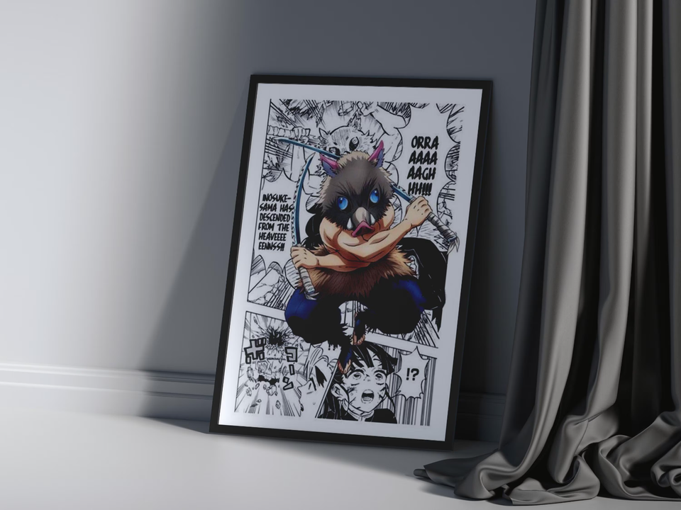 Inosuke Hashibira Demon Slayer poster boar mask anime wall art manga ...
