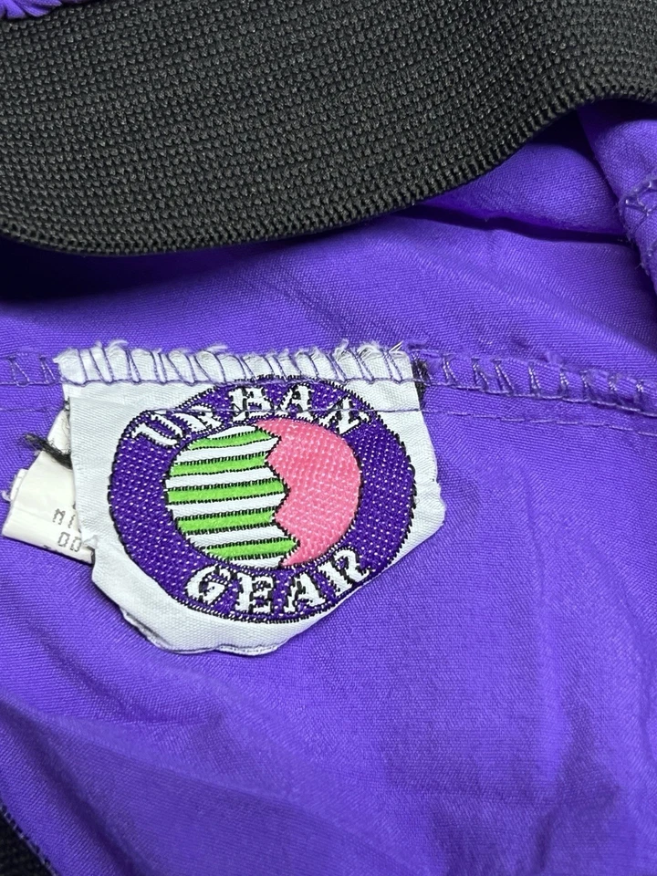 Pantalones Cortos de Playa de Verano de Nailon Púrpura Neón Años 80 De Colección Equipo Urbano Hechos en EE. UU. Talla M Foto 4 de 4