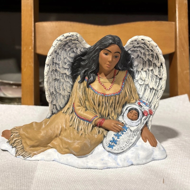 Native Mother & Child Ceramic Angel, Not Signed USA