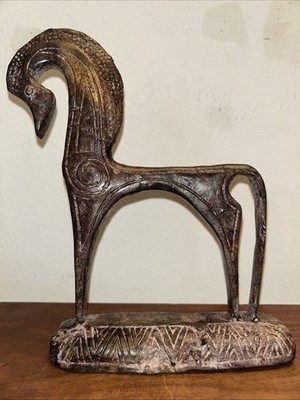 Greek Etruscan  Horse Statue Bronze 9  Trojan Horse  Stylized  Figurine Old