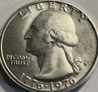 1776 - 1976 S Bicentennial Washington Quarter 40% Silver Brilliant Unc BU .400