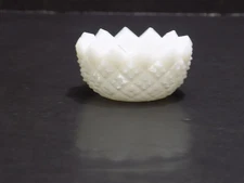 ENGLISH HOBNAIL WHITE MIILK GLASS INDIVIDUAL OPEN SALT CELLAR MOSSER ?