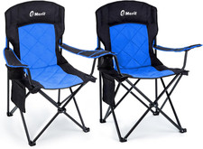 2 Pack Oversized Padded Camping Chair, 350LB Heavy Duty Quad Fold Chair with Arm
