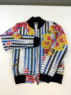 Sean John Mens L Multicolor Floral Bomber Jacket Full Zip Short Regular Fit
