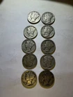 Mercury Dime Lot of 10- 90% Silver - 1940’s