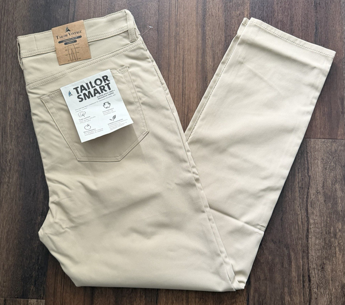 Tailor Vintage NWT Mens 34x30 Tailor Smart Pants Stone Canaan Slim Fit NWT $98