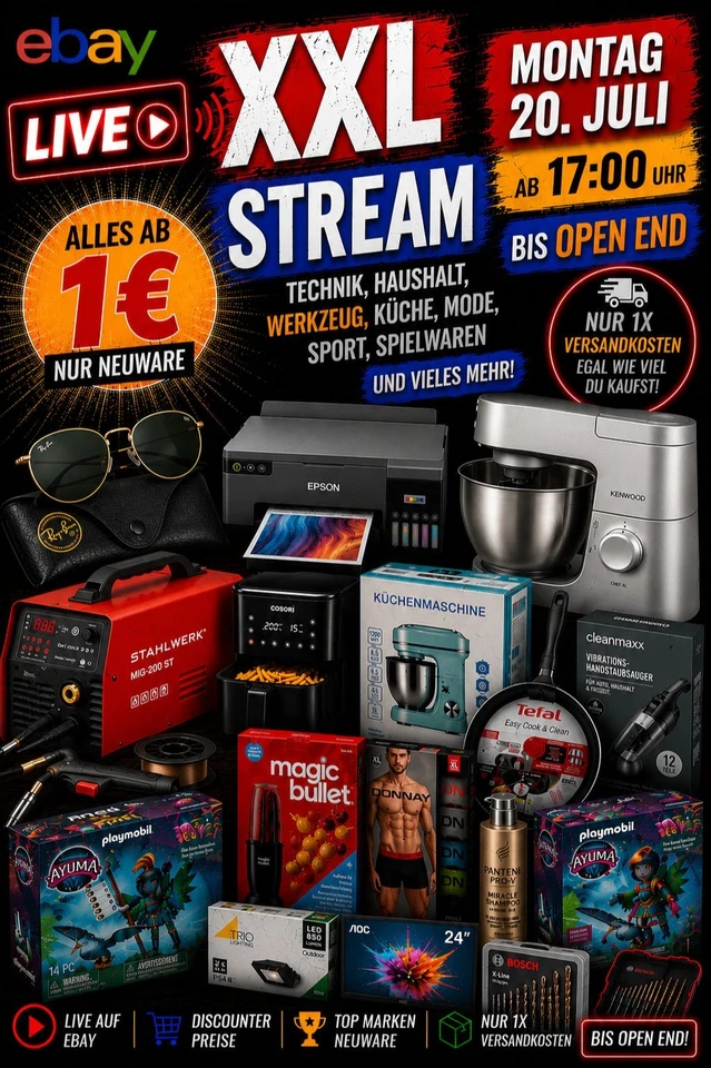 XXL Discounter Baumarkt Restposten Stream 17 Uhr -Open End 20. Juli