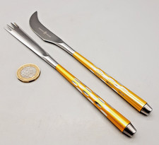 Vintage Mid Century Spear & Jackson Stainless Cosmic Cheese Knife & Pickle Fork