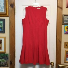 Calvin Klein Sz 12 Red Cocktail Dress Trumpet Flare Sleeveless Lined Mermaid