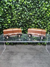 Lot 2 BRIO World Wooden Railway Brown Plastic Opening Boxcar Train No Cargo A5