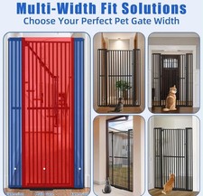 Extra Tall Black Metal Pet Gate for Doorway 71in, Fits Openings 29.92-43in