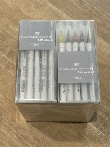 Kuretake ZIG Clean Color Real Brush 120 Colors RB-6000AT/120V Japan F/S - Picture 6 of 8