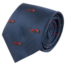 Formula 1 Racing Car Navy Blue Herringbone Embroidered Tie