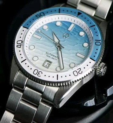 Wishdoit Men's Diver Watch - Blue/White Ceramic Bezel, Sapphire Glass BNIB