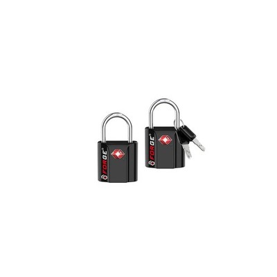Forge 1'' Wide 1.8'' Tall, TSA Approved Luggage Locks: Key Locks Black 2 Pack 