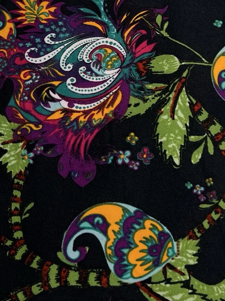LuLaRoe Leggings OS One Size HTF BLACK Colorful Rainbow PAISLEY Flower Whimsical - Image 3 of 4