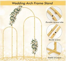 Set of 3 Metal Arch Frame Backdrop Stand Gold Wedding Arch Stand 4FT/5FT/6FT
