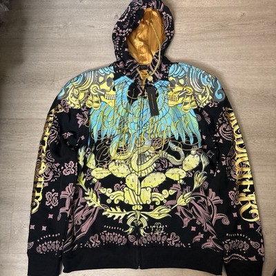 Rare Vintage Christian Audigier Zip Up All Over Print Rhinestone