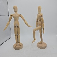 2 Wooden Mannequin Posable Artist Drawing Wood Body Form Art Figure 8.75 In