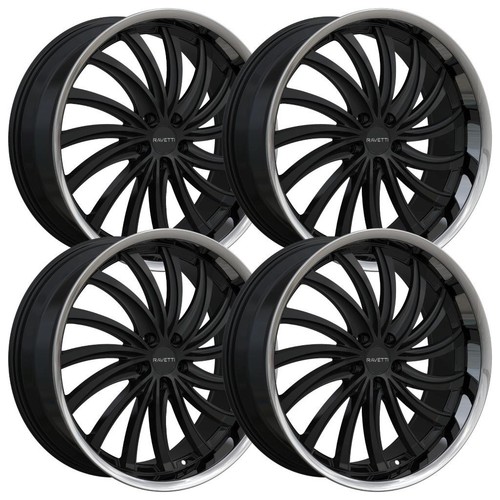 (Set-4) Ravetti M15 22x9 5X112 32mm Black Chrome Lip Wheels Rims 22 ...