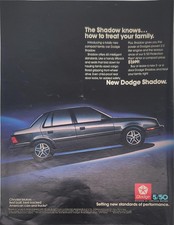 1987 Dodge Shadow Chrysler Motors Print Ad - The Shadow Knows