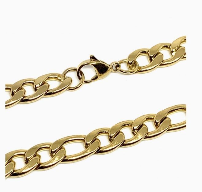 Collier maille figaro résistant en acier hypoallergénique de 8.5 mm