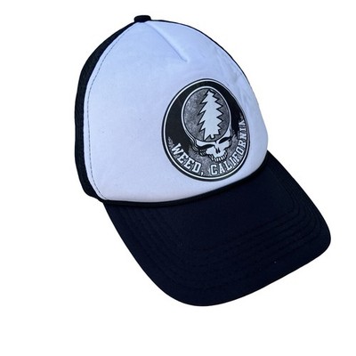 Trucker Hat Rope Cap Weed CA Mesh Black White Foam Grateful Dead-Inspired Snap