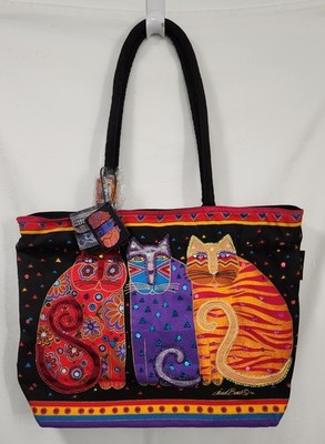 Laurel Burch Tote Bag or Purse with Cats, Beads and Sequins, Style LB771, NWT
