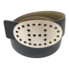 HERMES Reversible H Logo Belt Swift Epsom Leather Black Grey 85cm  R Stamp