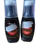 Lot Of 2 Kiwi Leather Dye for Black Shoes Sponge Applicator 2.5 oz Bottles
