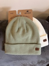 NWT 2 x Men's / Women's SMITH  MILLER Olive Green  White Soft Knit Beanie Hat