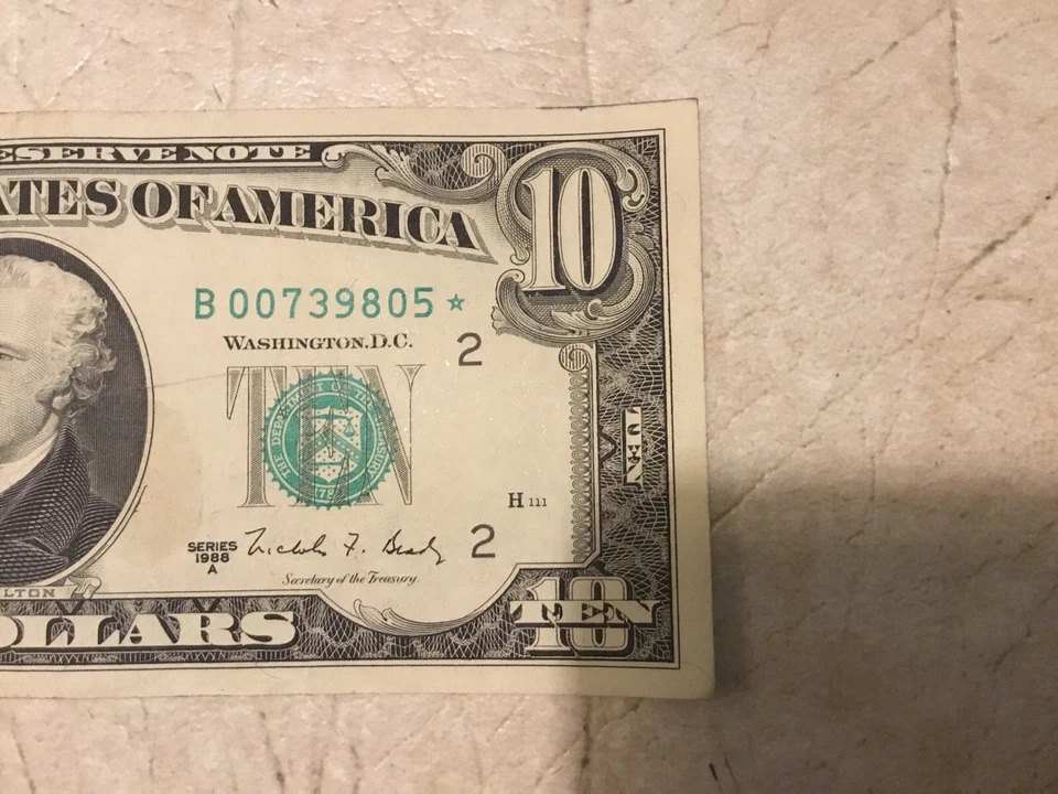 1988A STAR NOTE $10 DOLLAR CLEVELAND D James Bond Bill *007 * & *009 Lot Of 2 - Image 3 of 4