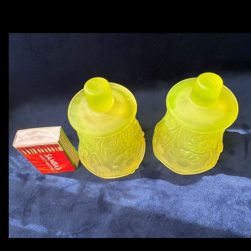 Uranium Glass Candle Holders Country Store Products Daisy Pattern Mosser Fenton - Picture 3 of 24