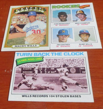 3) Maury Bump Wills baseball cards '72 Topps #437 '77 Topps #435 #494 RC Dodger