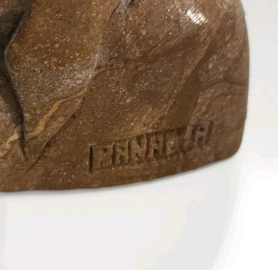 Vintage Carved Stone Fish Sculpture Shelf Sitter Nautical Figurine Signed Panama - Image 4 of 4